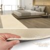 Teppich Wohnzimmer Kurzflor Teppich Getuftet Teppichboden Sweethome 3 Farben Breite 100cm – Creme-Weiß, 400x100cm