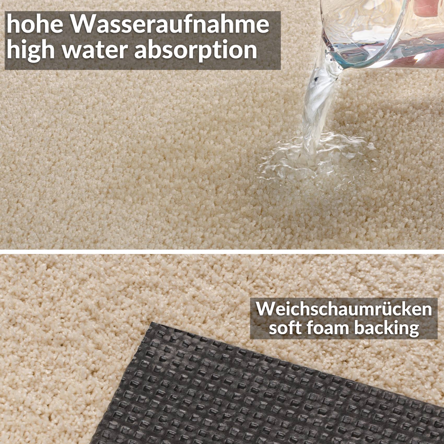 NVSWI-070_40-jpg Teppich Wohnzimmer Kurzflor Teppich Getuftet Teppichboden Sweethome 3 Farben Breite 100cm – Creme-Weiß, 500x100cm