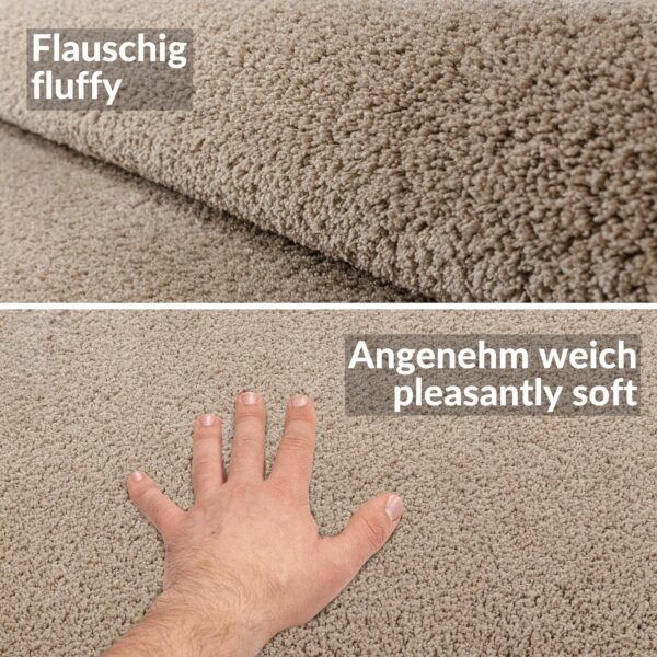 Teppich Wohnzimmer Kurzflor Teppich Getuftet Teppichboden Sweethome 3 Farben Breite 100cm – Beige, 450x100cm