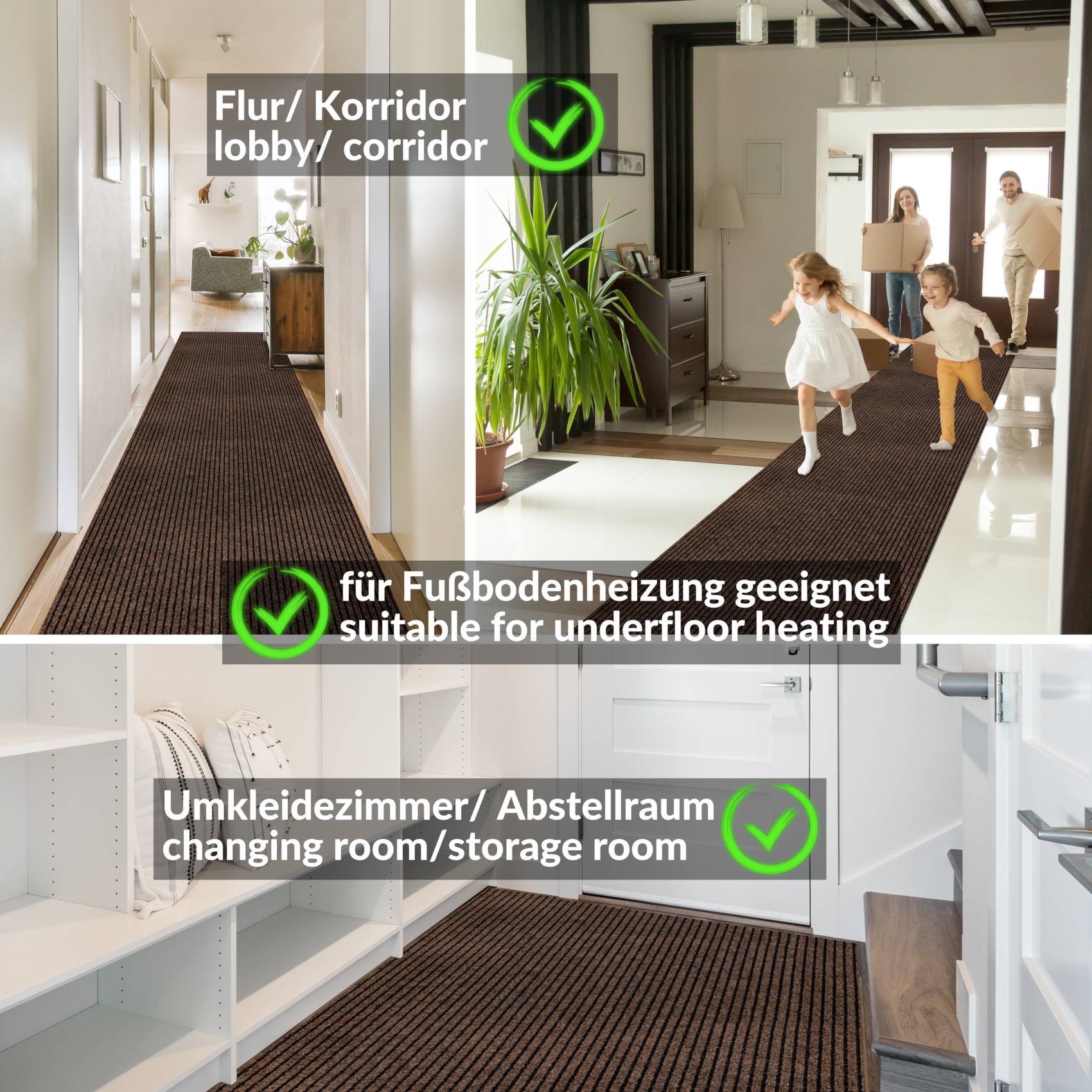 Teppichboden Flur Läufer Teppichläufer Büroläufer Meterware SMER 100cm Breite