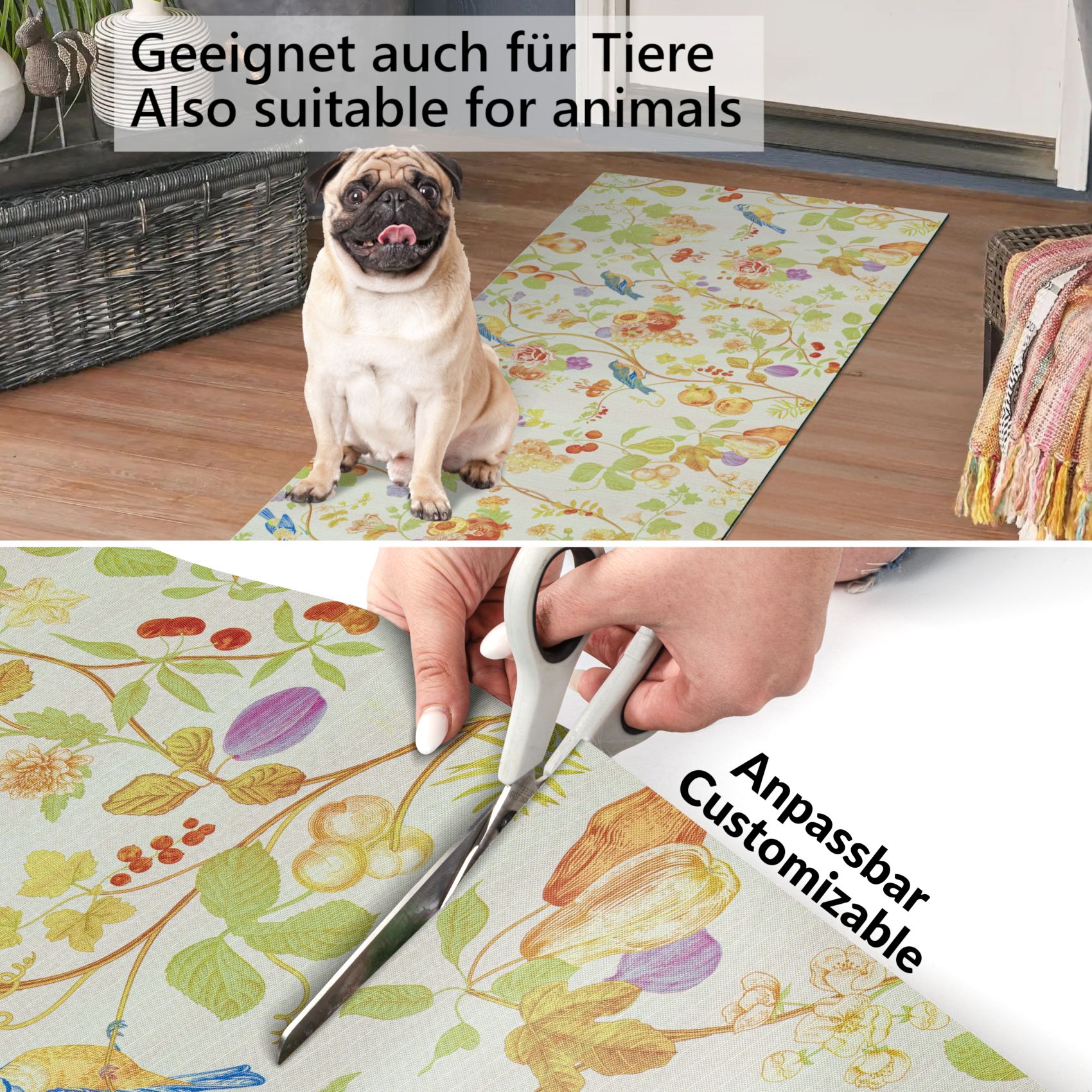 SPRINT11_50-jpg Küchenläufer waschbar Textil + PVC Küchenteppich rutschfest Sprinty Botanic Mehrfarbig 50cm Breit