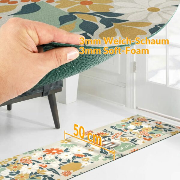Küchenläufer waschbar Textil + PVC Küchenteppich rutschfest Sprinty Prato Mehrfarbig 50cm Breit – 100x52cm