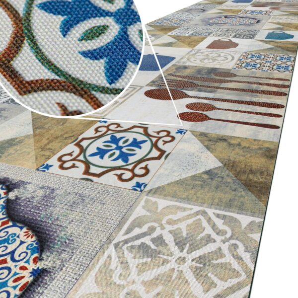 Küchenläufer waschbar Textil + PVC Küchenteppich rutschfest Sprinty Chicco Doro Mehrfarbig 50cm Breit – 100x52cm