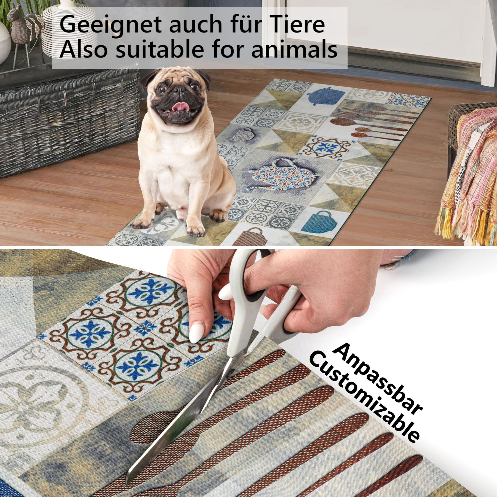 SPRINT14_50-jpg Küchenläufer waschbar Textil + PVC Küchenteppich rutschfest Sprinty Chicco Doro Mehrfarbig 50cm Breit