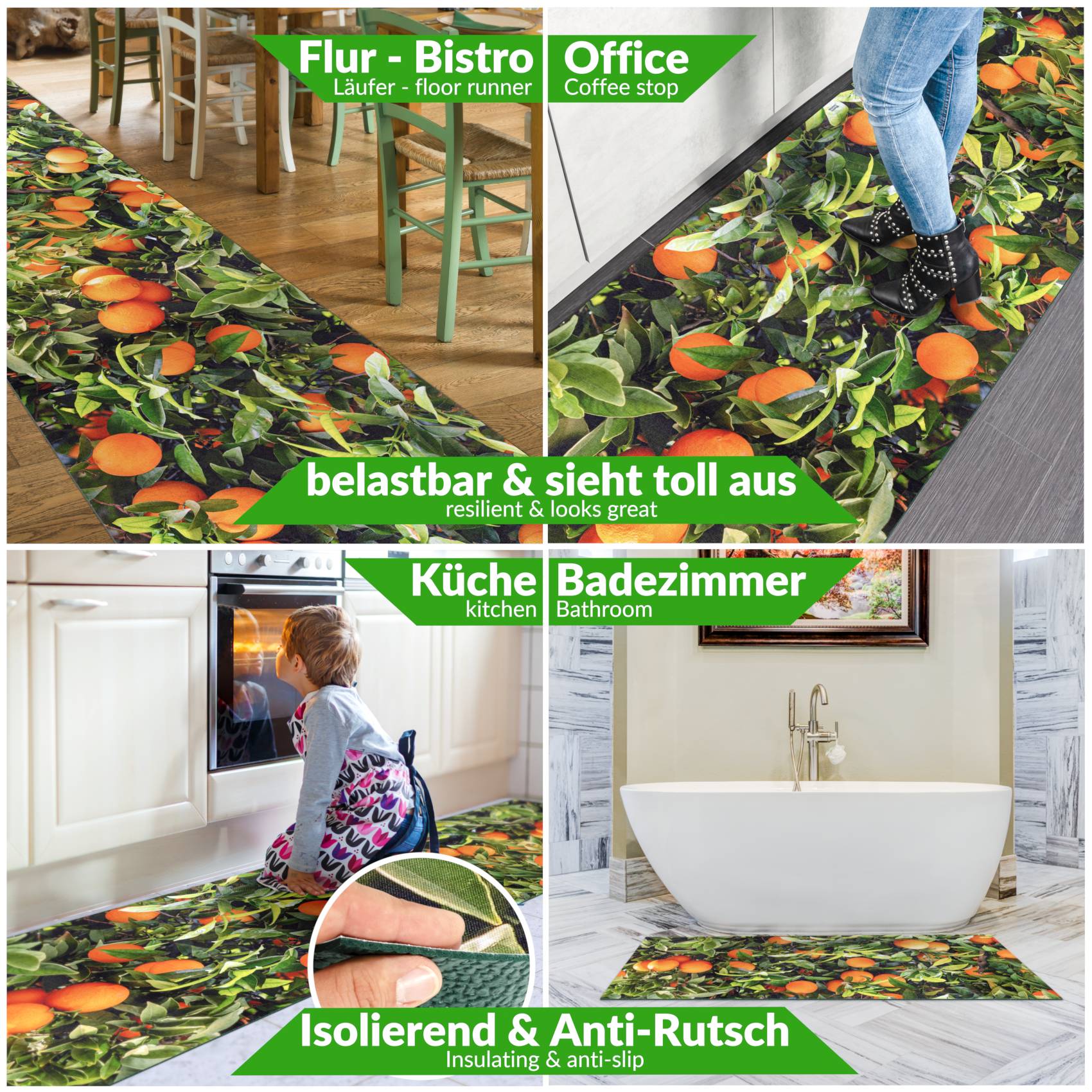 SPRINT72_40-jpg Küchenläufer waschbar Küchenteppich rutschfest Sprinty Orangen 52cm Breite