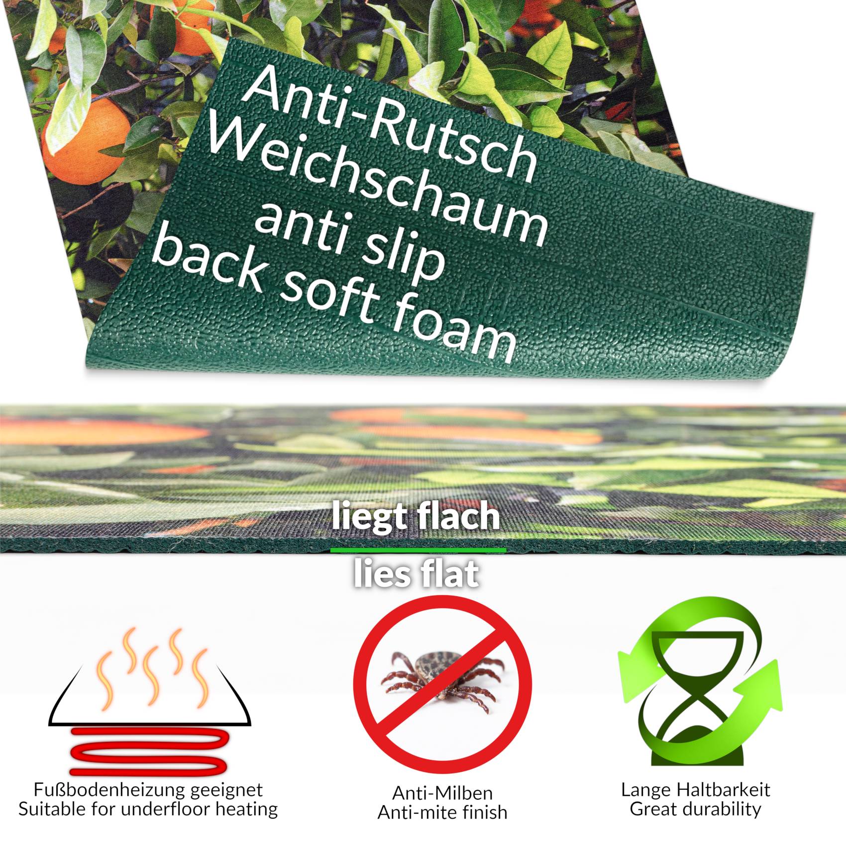 SPRINT72_50-jpg Küchenläufer waschbar Küchenteppich rutschfest Sprinty Orangen 52cm Breite