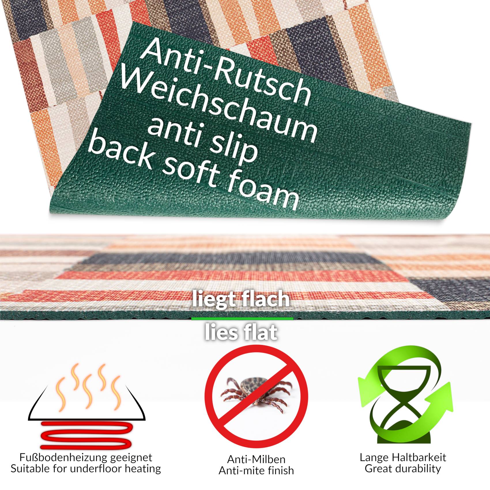 SPRINT73_50-jpg Küchenläufer waschbar Küchenteppich rutschfest Sprinty Patchwork 52cm Breite