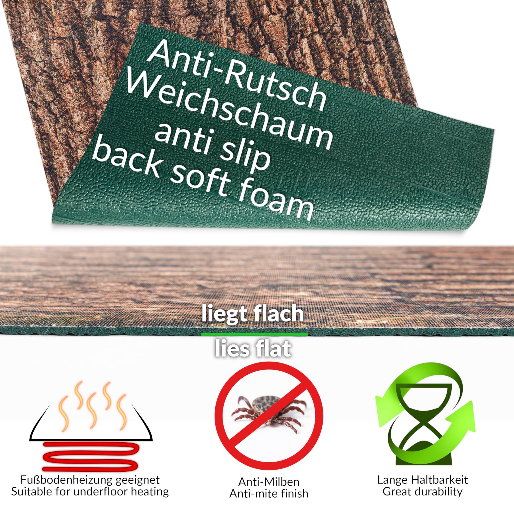 SPRINT75_50-jpg Küchenläufer waschbar Küchenteppich rutschfest Sprinty Baumrinde 52cm Breite