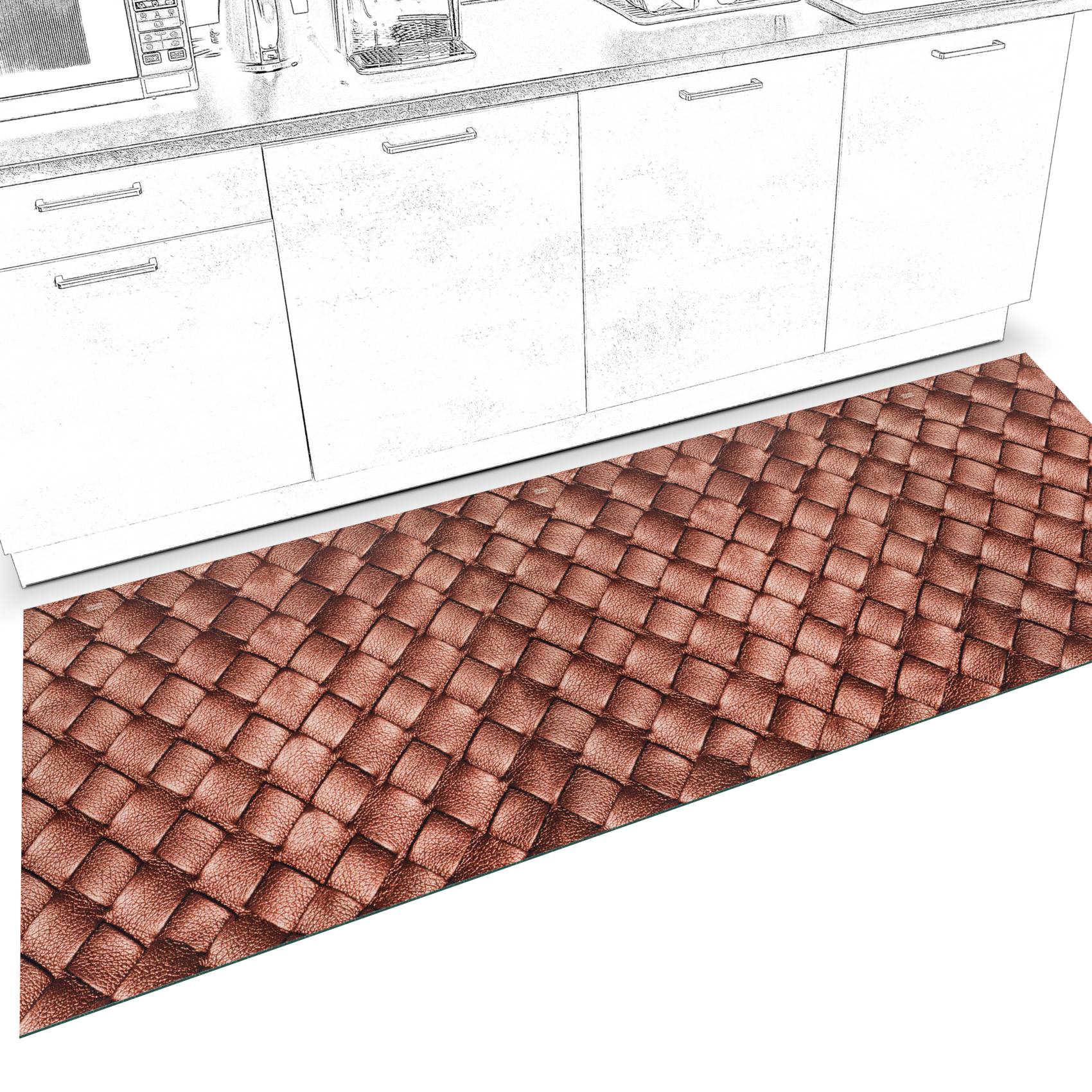 Küchenläufer waschbar Küchenteppich rutschfest Sprinty Leder 52cm Breite