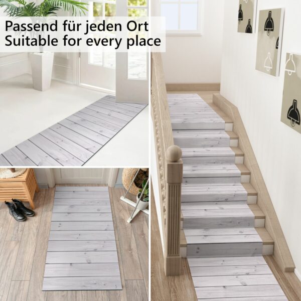 Küchenläufer waschbar Küchenteppich rutschfest Sprinty Holz Grau 52cm Breite – 100x52cm