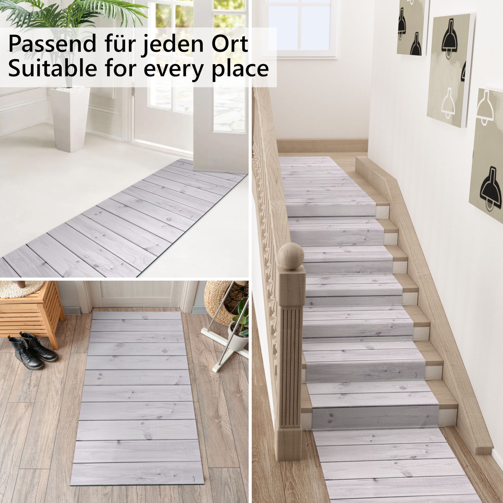 Küchenläufer waschbar Küchenteppich rutschfest Sprinty Holz Grau 52cm Breite