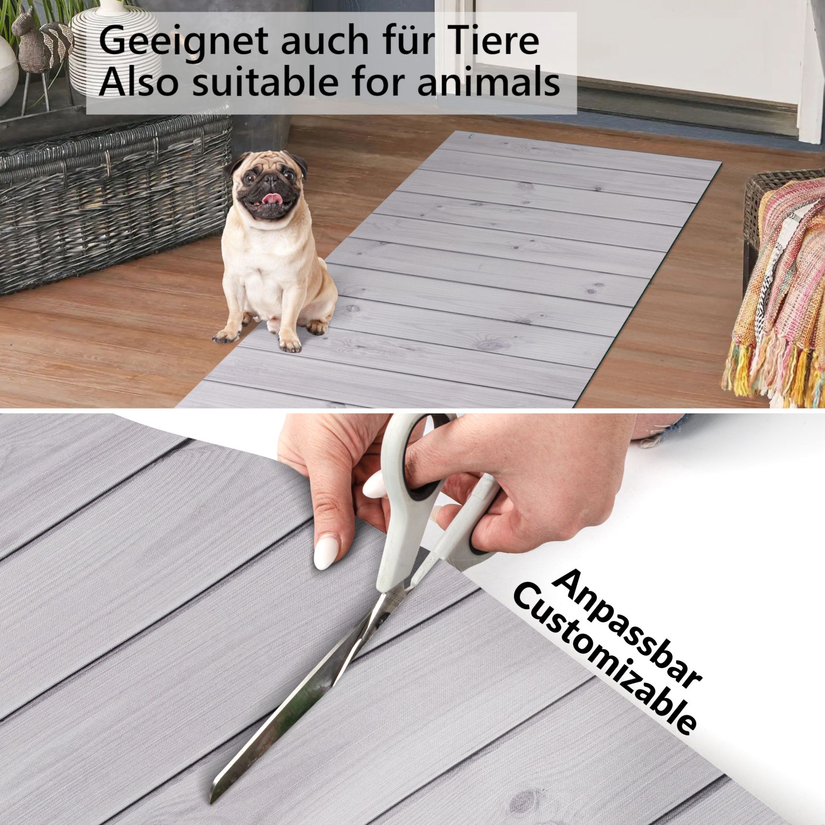 Küchenläufer waschbar Küchenteppich rutschfest Sprinty Holz Grau 52cm Breite