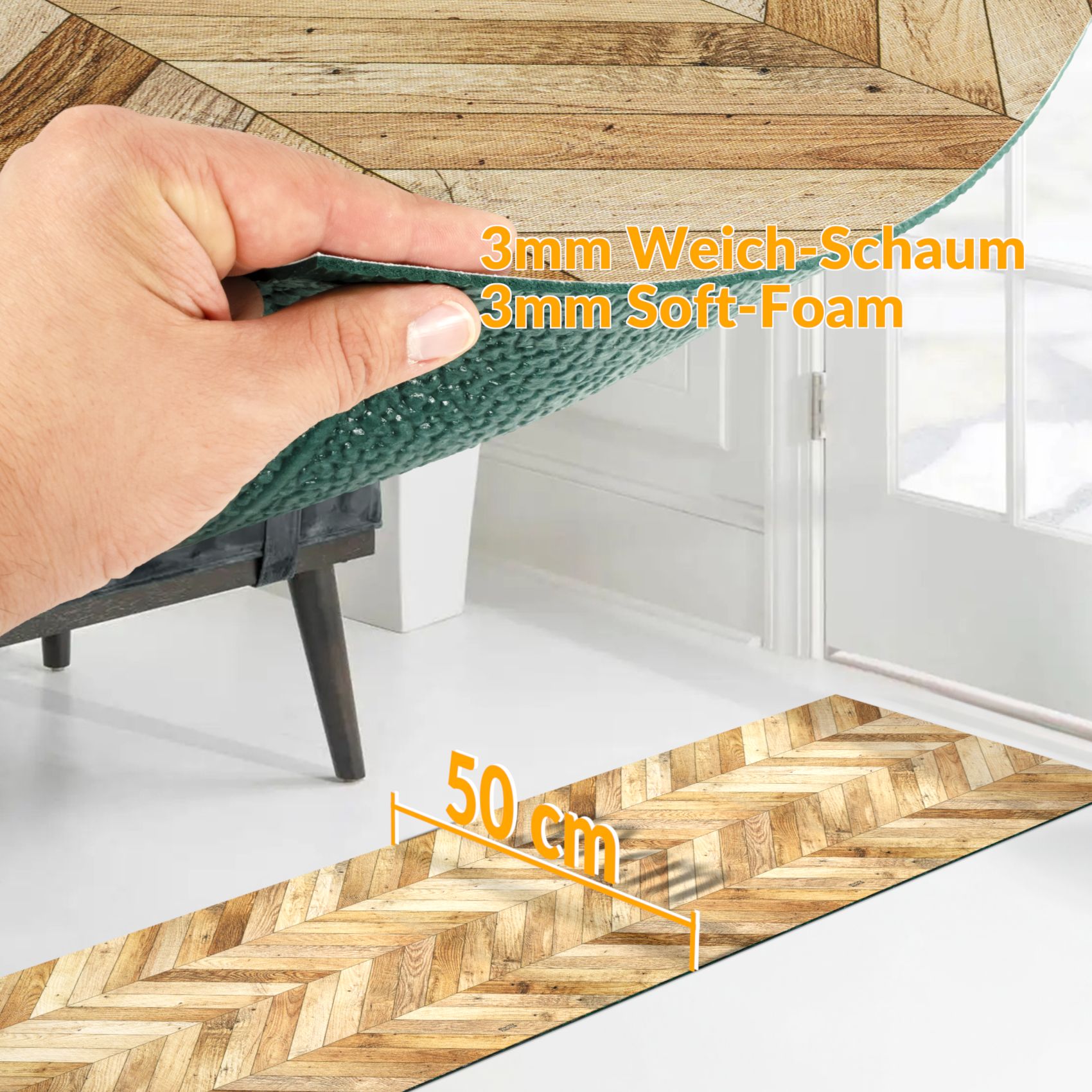 SPRINT80_23-jpg Küchenläufer waschbar Küchenteppich rutschfest Sprinty Parkett 52cm Breite