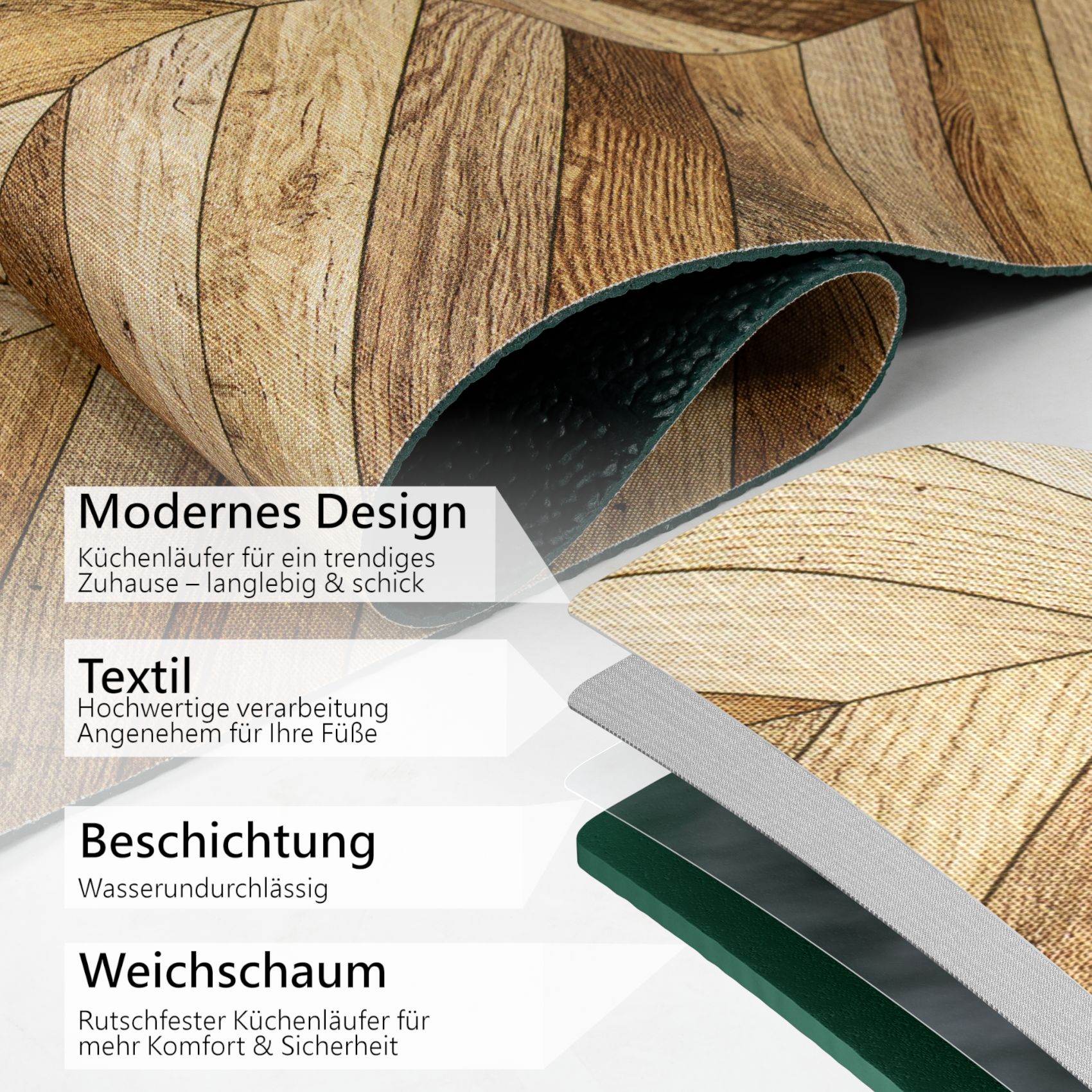 SPRINT80_60-jpg Küchenläufer waschbar Küchenteppich rutschfest Sprinty Parkett 52cm Breite