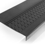 Stufenmatte Gummi mit Kantenschutz Noppen Schwarz Treppenstufen Gummimatte Trittschutz