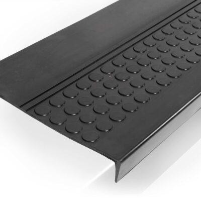 Stufenmatte Gummi mit Kantenschutz Noppen Schwarz Treppenstufen Gummimatte Trittschutz