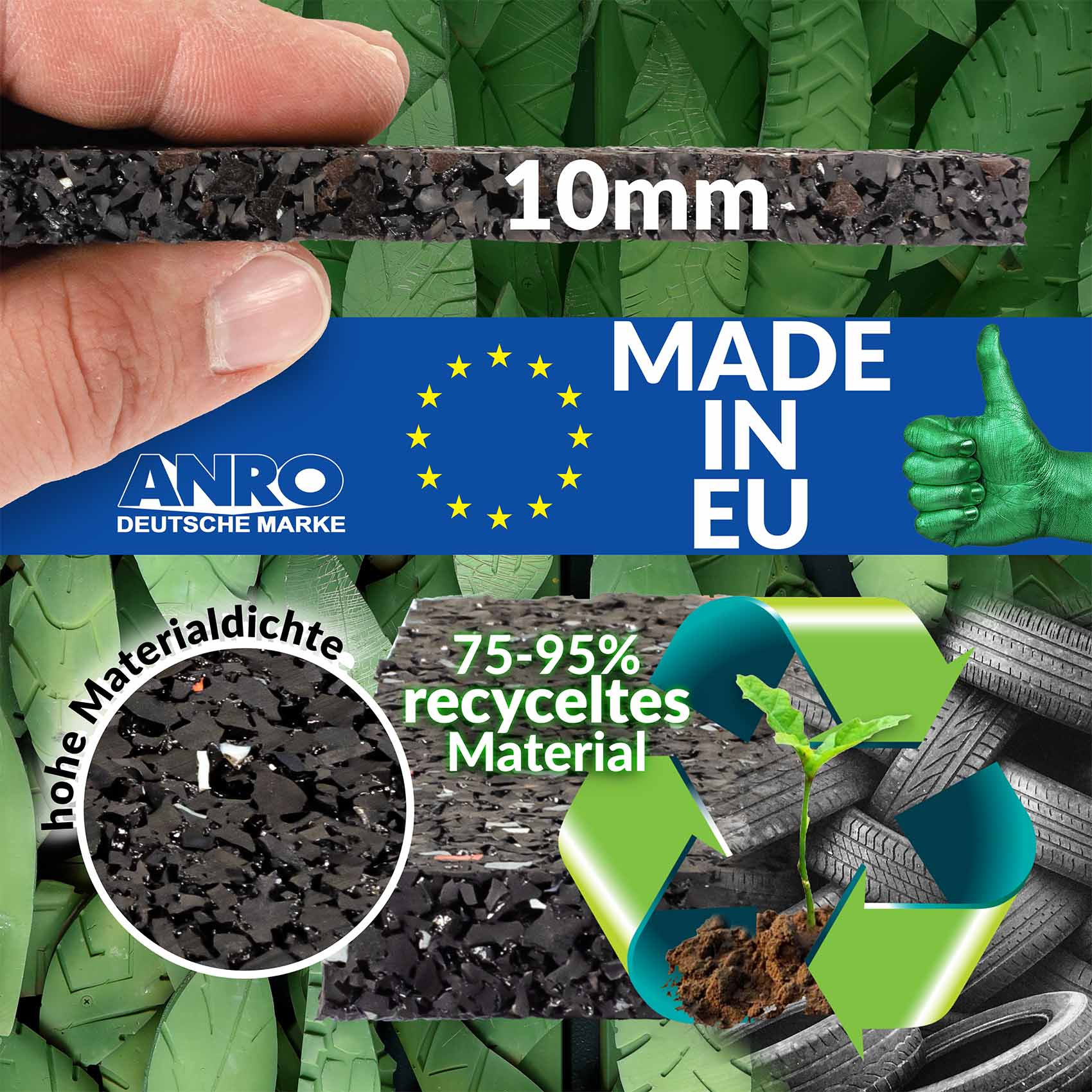 Gummigranulatmatte Baumatten Antivibrationsmatte 10/15mm