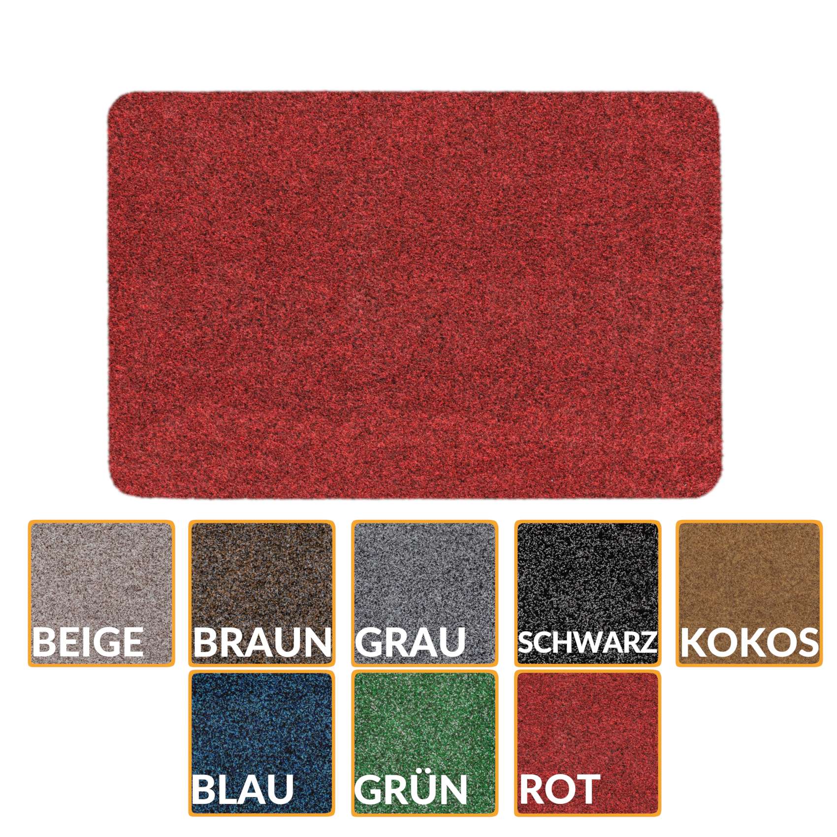 Fußmatte Schmutzfangmatte Fußabtreter POET Uni Mehrfarbig Rot 40x60cm