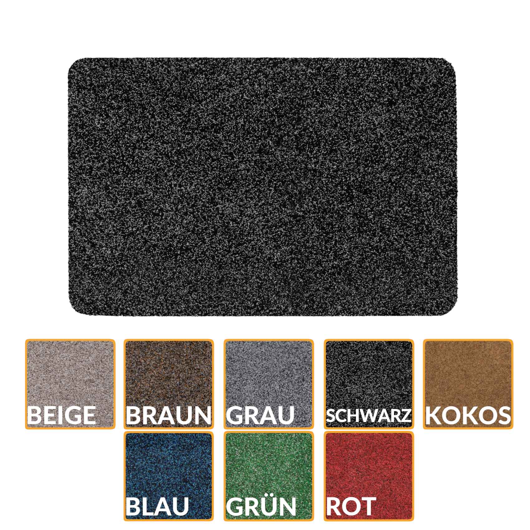 Fußmatte Schmutzfangmatte Fußabtreter POET Uni Mehrfarbig Schwarz 40x60cm