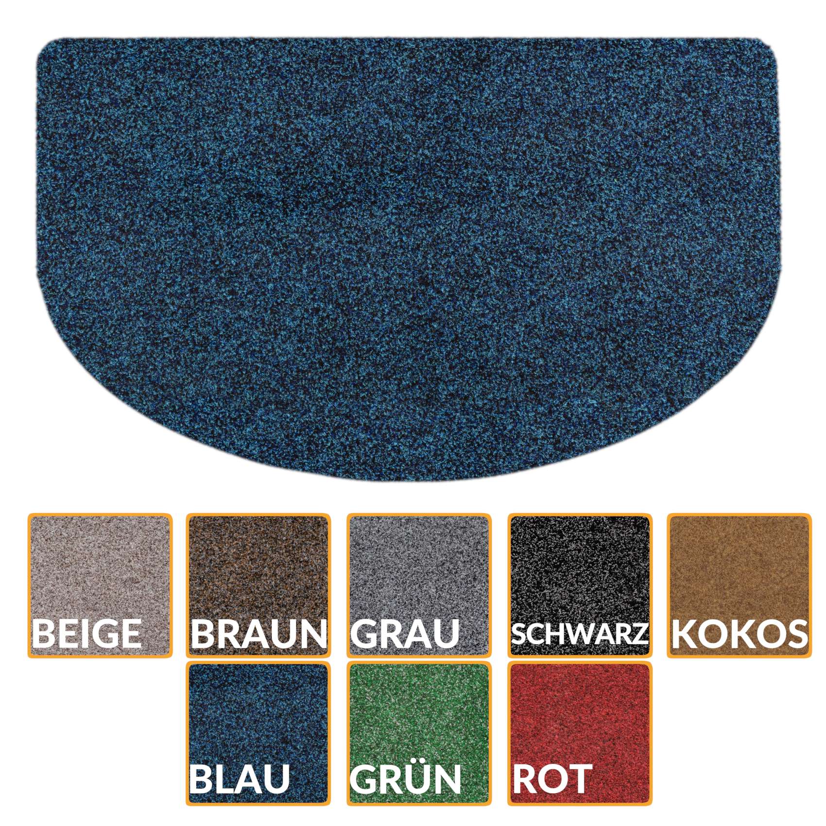 Fußmatte Schmutzfangmatte Fußabtreter POET Uni Mehrfarbig Blau 45x75cm