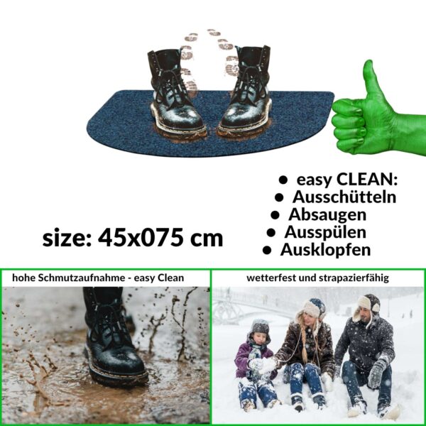 Fußmatte Schmutzfangmatte Fußabtreter POET Uni Mehrfarbig – Blau, 45x75cm