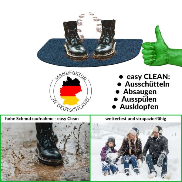 Fußmatte Schmutzfangmatte Fußabtreter POET Uni Mehrfarbig – Blau, 45x75cm