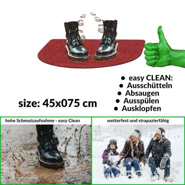 Fußmatte Schmutzfangmatte Fußabtreter POET Uni Mehrfarbig – Rot, 45x75cm