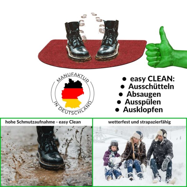Fußmatte Schmutzfangmatte Fußabtreter POET Uni Mehrfarbig – Rot, 45x75cm
