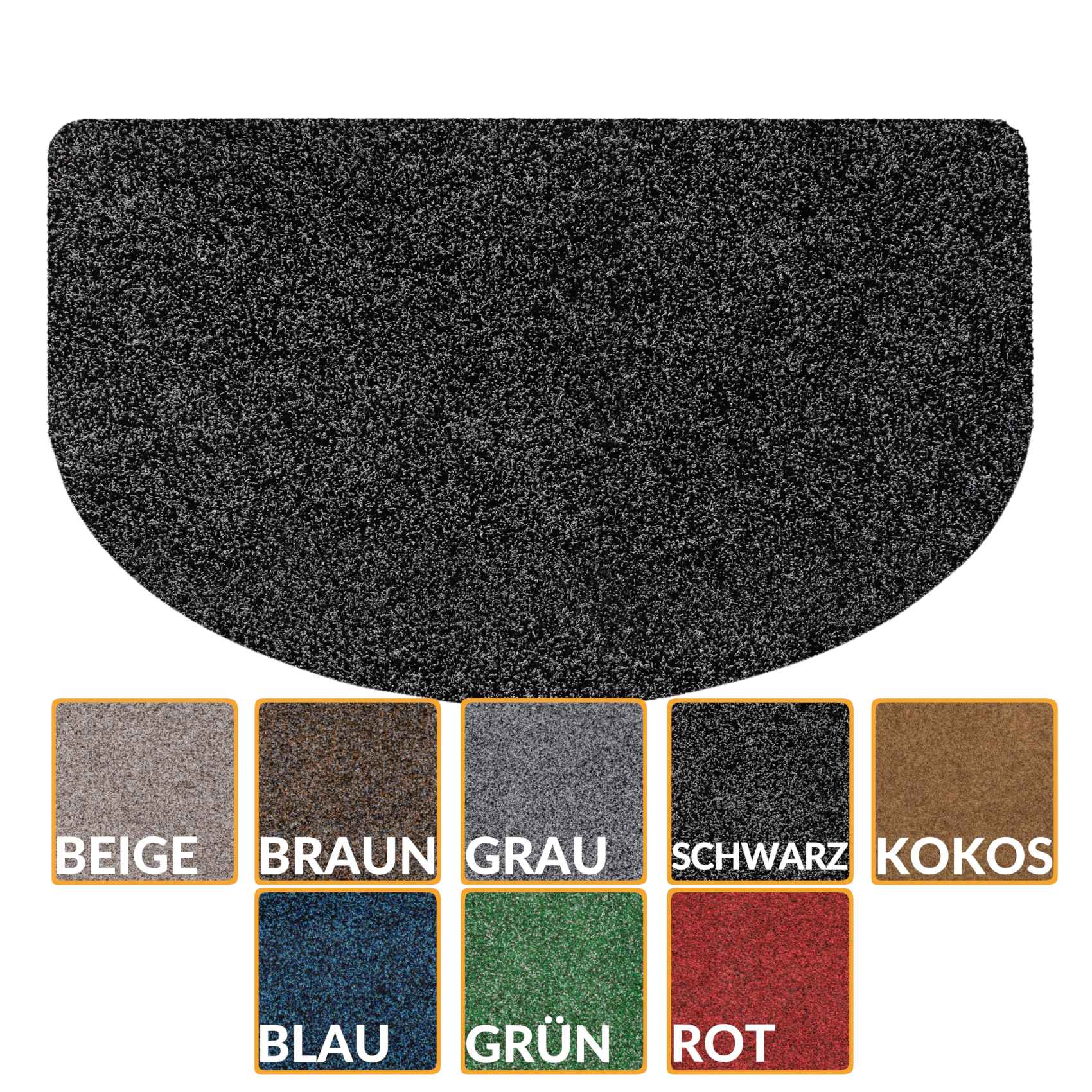 Fußmatte Schmutzfangmatte Fußabtreter POET Uni Mehrfarbig Schwarz 45x75cm