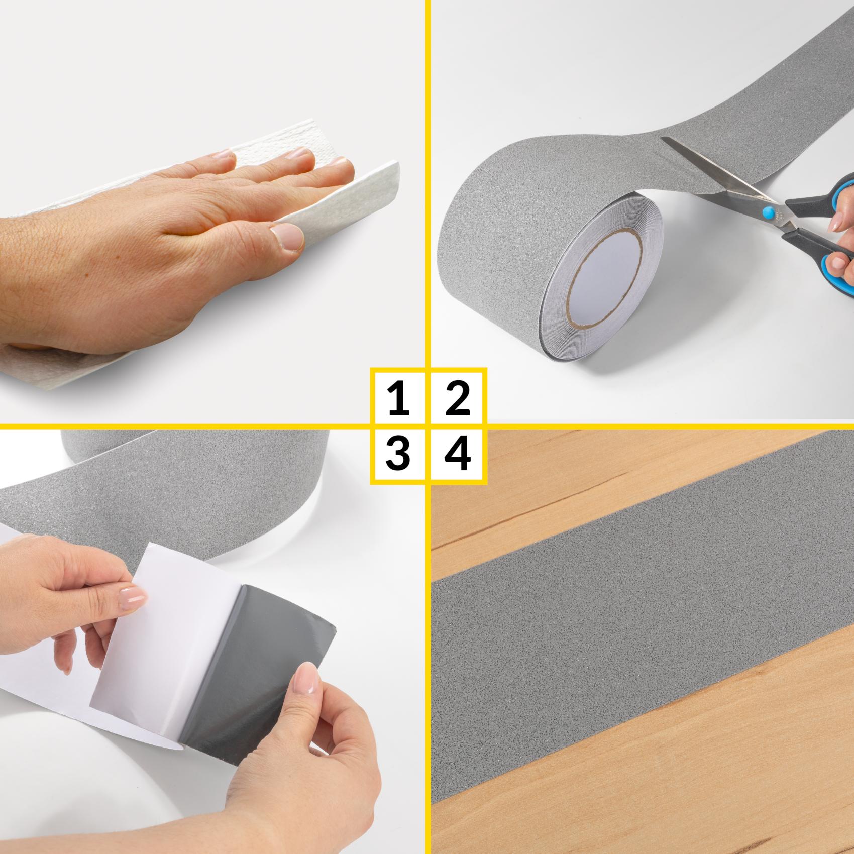 KB-GRAU-05_60 Antirutsch Klebeband selbstklebend anti-rutsch Tape Band Klebestreifen FixoFlex Breite 5 & 10cm Grau 10m Rolle