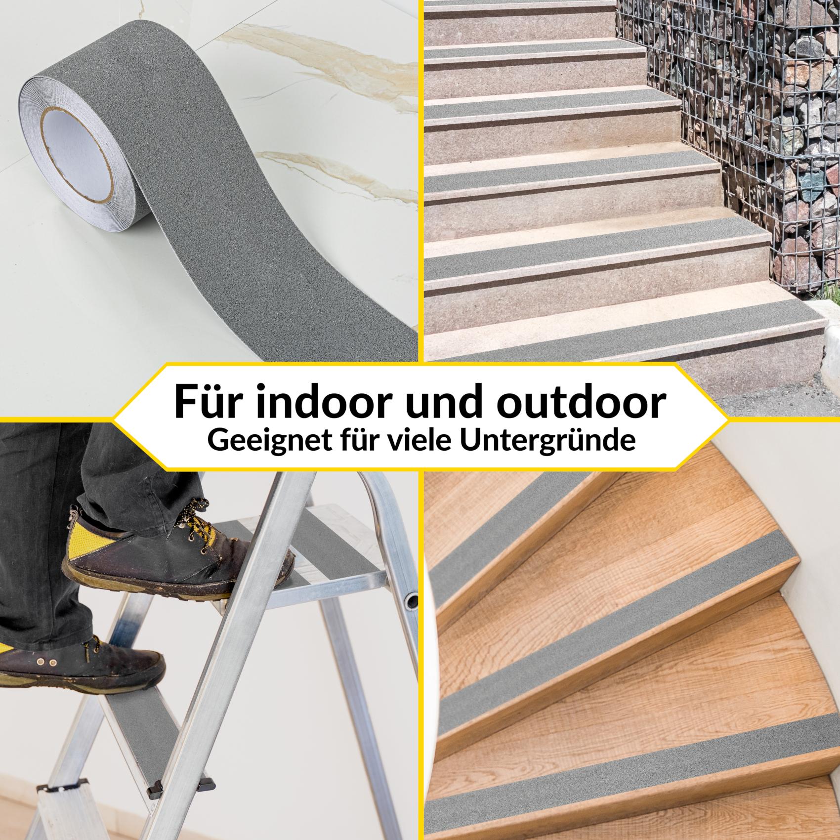 KB-GRAU-10_70 Antirutsch Klebeband selbstklebend anti-rutsch Tape Band Klebestreifen FixoFlex Breite 5 & 10cm Grau 10m Rolle