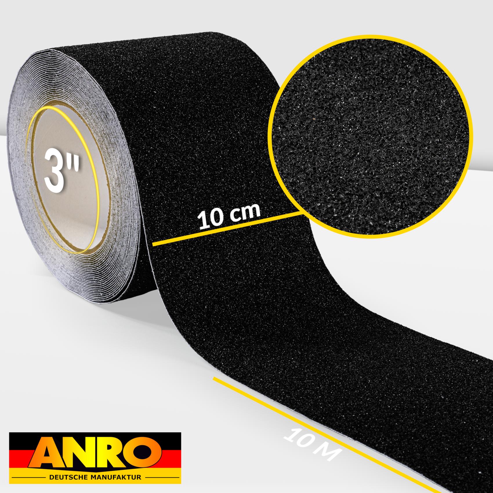 KB-SCHW-05_11 Antirutsch Klebeband selbstklebend anti-rutsch Tape Band Klebestreifen FixoFlex Breite 5 & 10cm Schwarz 10m Rolle
