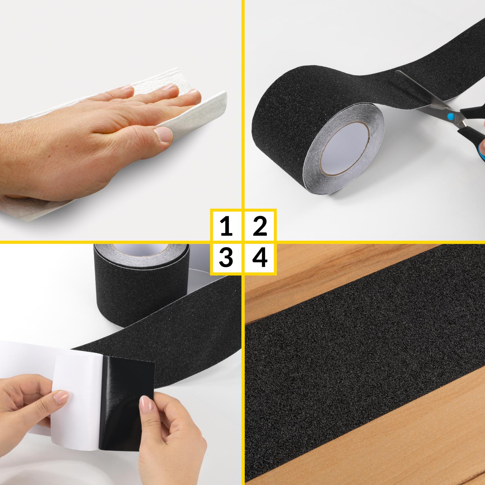 KB-SCHW-05_60 Antirutsch Klebeband selbstklebend anti-rutsch Tape Band Klebestreifen FixoFlex Breite 5 & 10cm Schwarz 10m Rolle