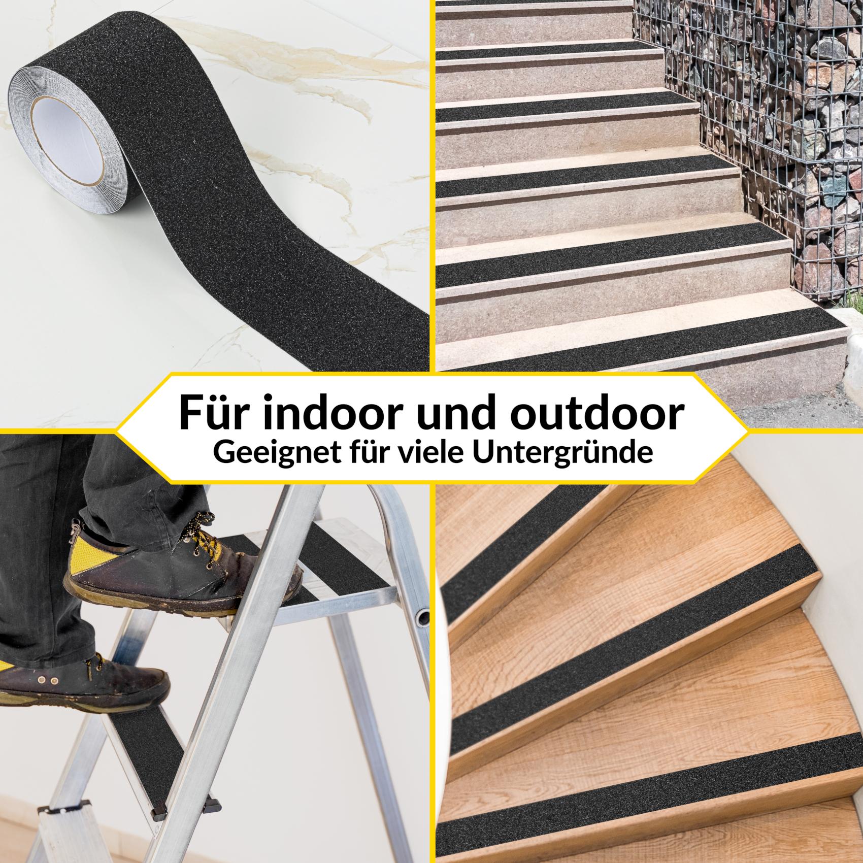 KB-SCHW-10_70 Antirutsch Klebeband selbstklebend anti-rutsch Tape Band Klebestreifen FixoFlex Breite 5 & 10cm Schwarz 10m Rolle