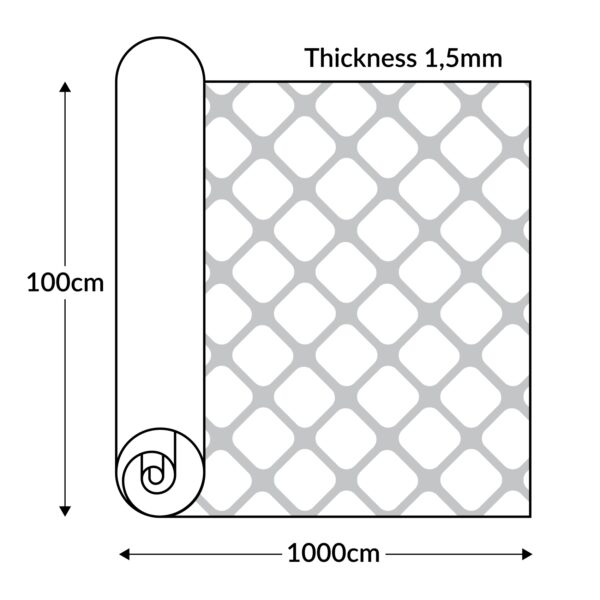 PVC Bodenbelag Meterware Dionis Antirutschmatte Vinylboden Rollenware Stärke 1,5mm Karo Silber Breite 100cm – 100x100cm