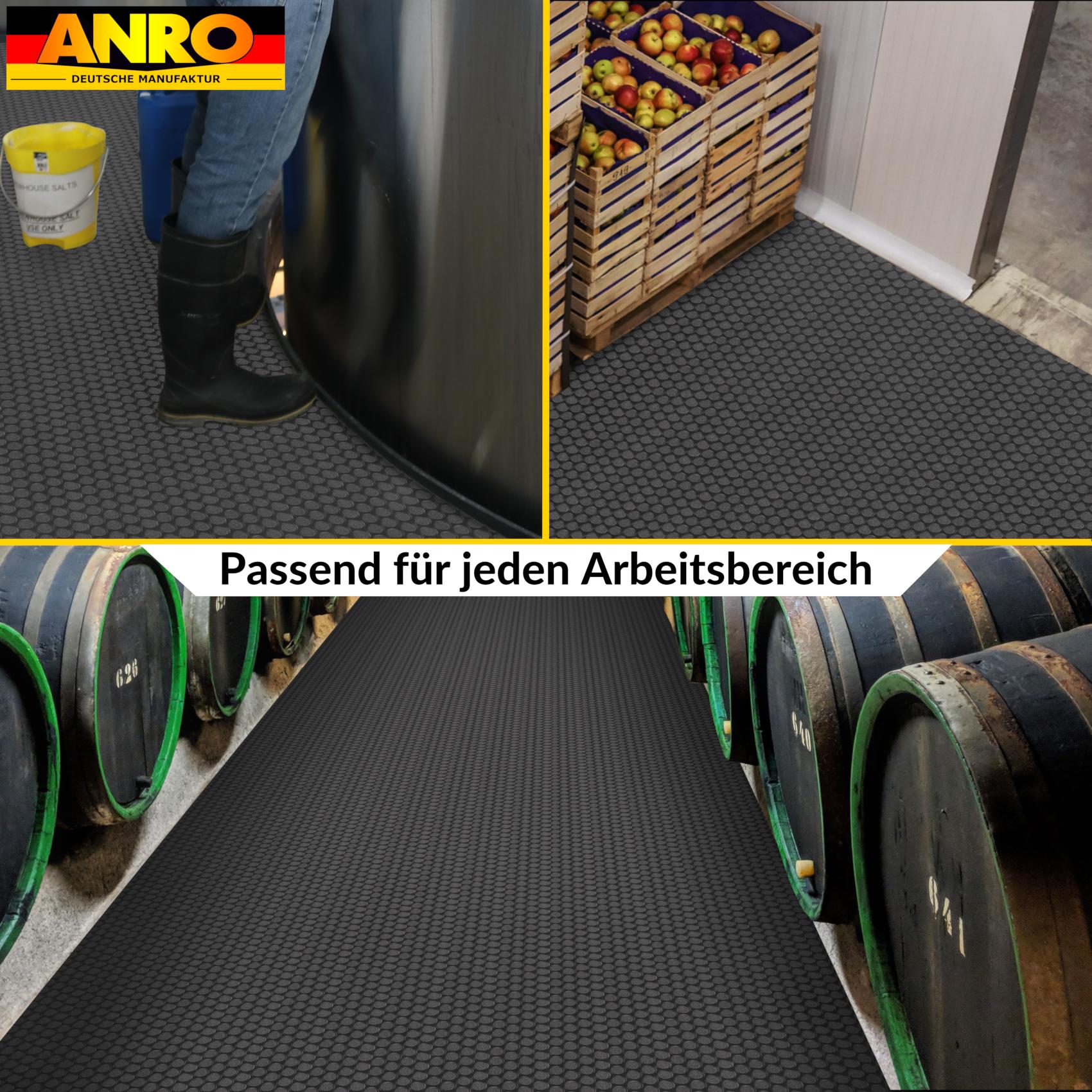 DIO-NOP-SCH_30 PVC Bodenbelag Meterware Antirutschmatte Vinylboden Rollenware Stärke 1,5mm Noppen Schwarz Breite 100cm