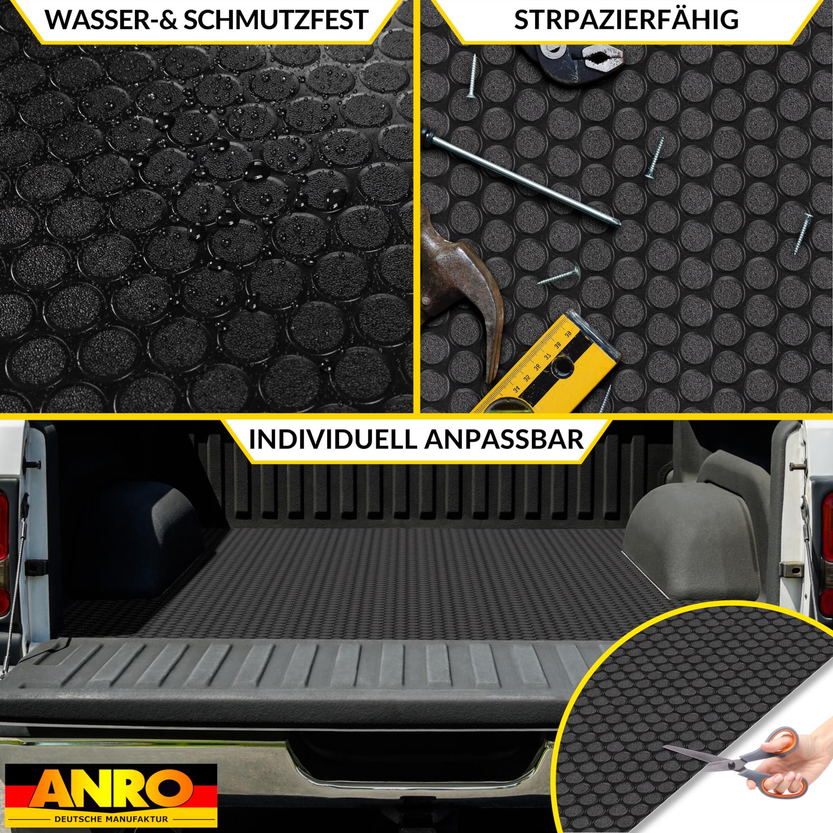 DIO-NOP-SCH_70 PVC Bodenbelag Meterware Antirutschmatte Vinylboden Rollenware Stärke 1,5mm Noppen Schwarz Breite 100cm