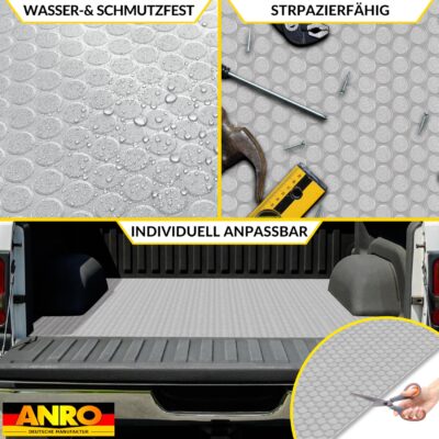 PVC Bodenbelag Meterware Antirutschmatte Vinylboden Rollenware Stärke 1,5mm Noppen Silber Breite 100cm