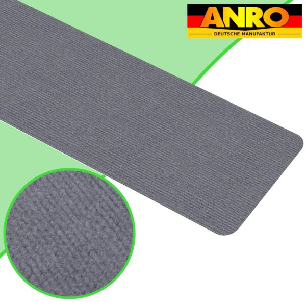 Treppenteppich Stufenmatte Treppenstufen Teppich selbsthaftend Stufenmatte Rechteckig NEMESIS Grau – 50x20cm