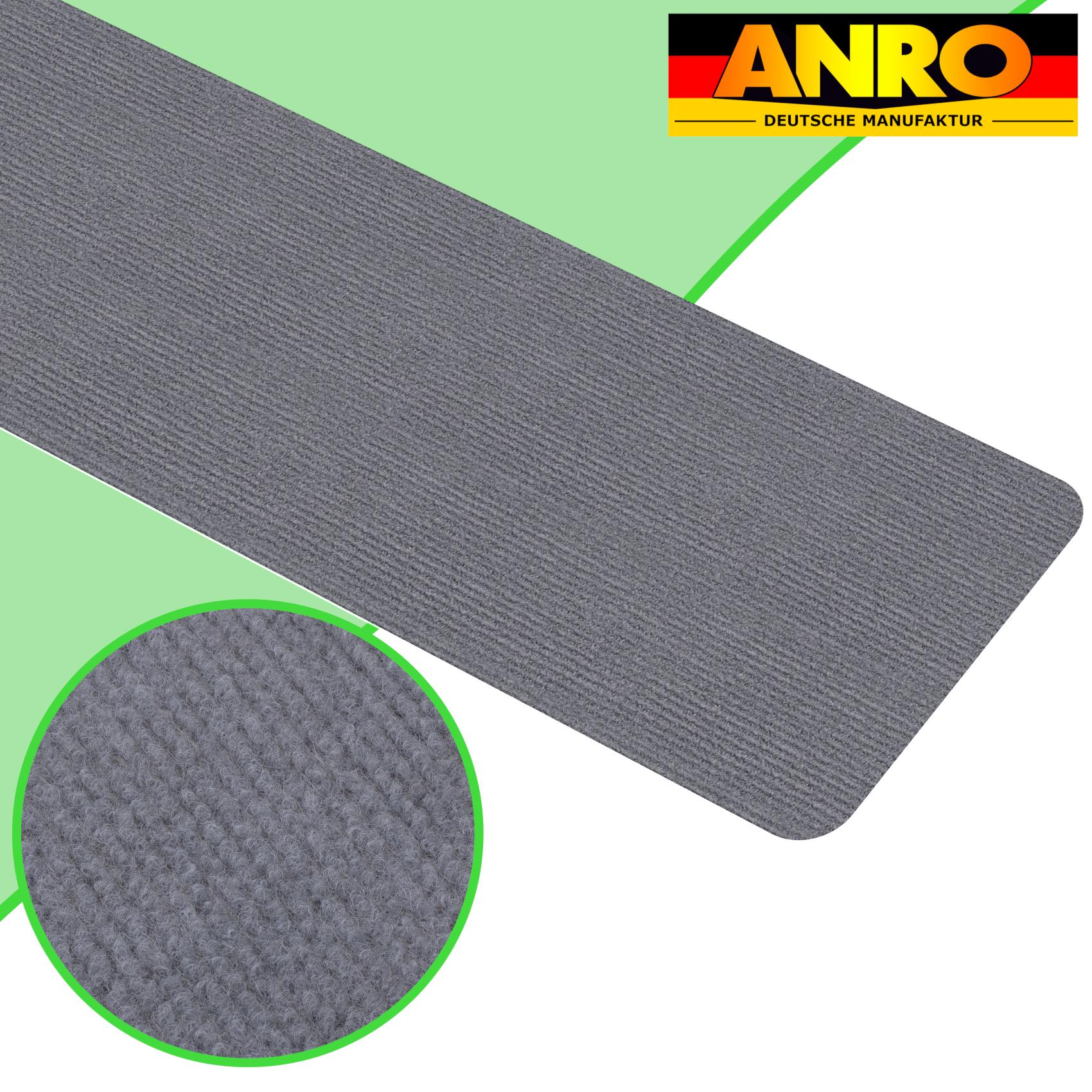 NEMGRAU_30 Treppenteppich Stufenmatte Treppenstufen Teppich selbsthaftend Stufenmatte Rechteckig NEMESIS Grau