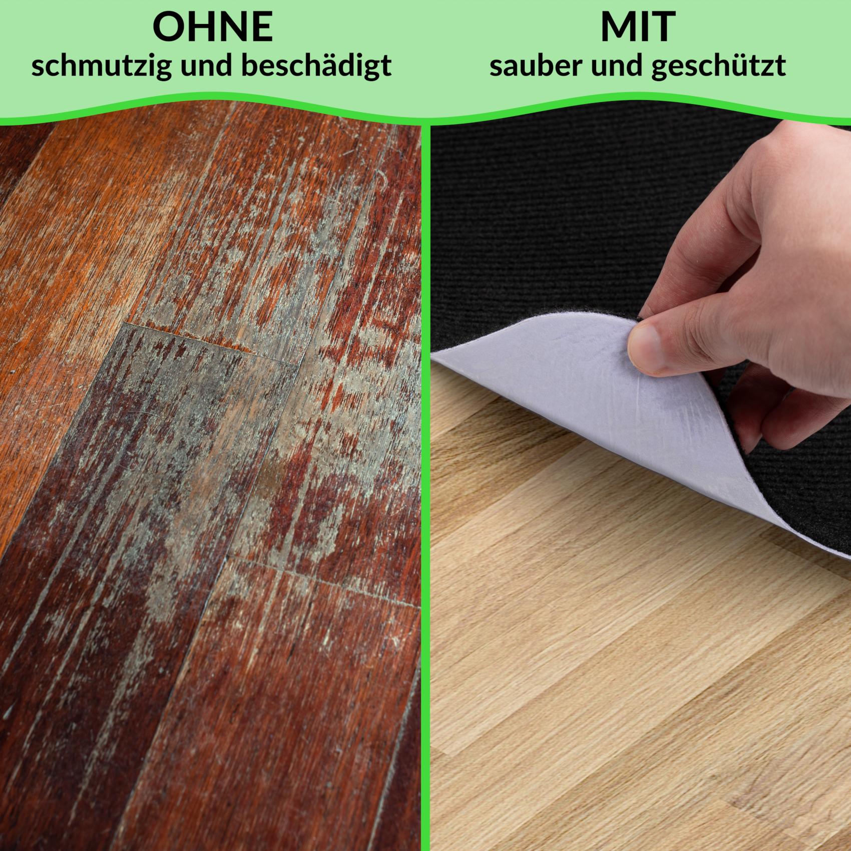 Bodenschutzmatte Bürostuhlunterlage Schreibtischstuhl Unterlage Teppich selbsthaftend NEMESIS Schwarz