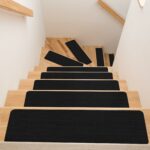 Treppenteppich Stufenmatte Treppenstufen Teppich selbsthaftend Stufenmatte Rechteckig NEMESIS Schwarz
