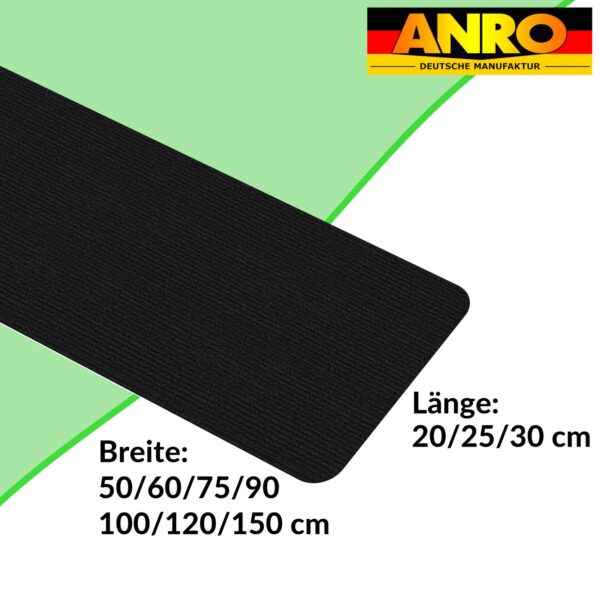 Treppenteppich Stufenmatte Treppenstufen Teppich selbsthaftend Stufenmatte Rechteckig NEMESIS Schwarz – 50x20cm
