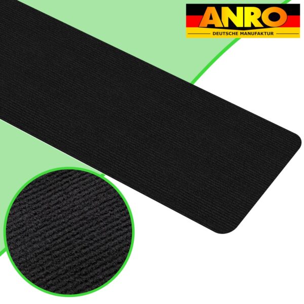 Treppenteppich Stufenmatte Treppenstufen Teppich selbsthaftend Stufenmatte Rechteckig NEMESIS Schwarz – 50x20cm