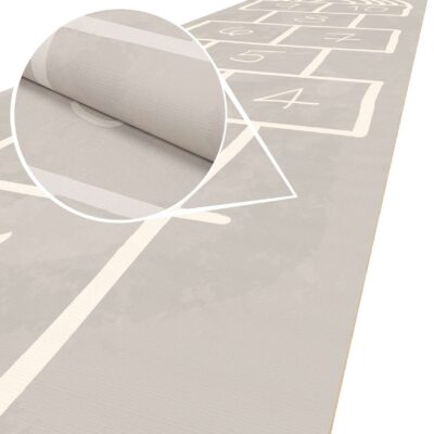 Spielmatte Hüpfspiel Teppich Läufer Hüpfspiel abwaschbar rutschfest Spring Kreuz Grau 67x240cm