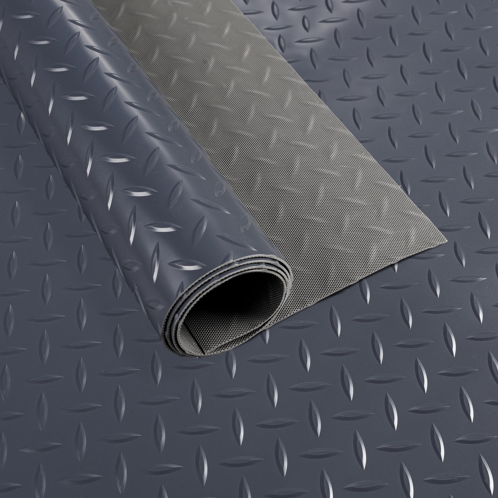 PVC Bodenbelag Meterware Antirutschmatte Vinylboden Rollenware Stärke1,5mm 100cm Breite Tränenblech Anthrazit Breite 100cm 100x100cm
