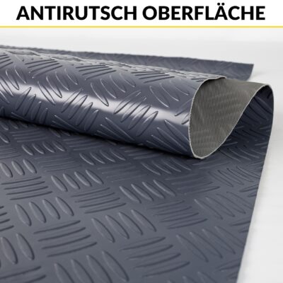PVC Bodenbelag Meterware Antirutschmatte Vinylboden Rollenware Stärke 1,5mm Riffelblech Anthrazit Breite 100cm