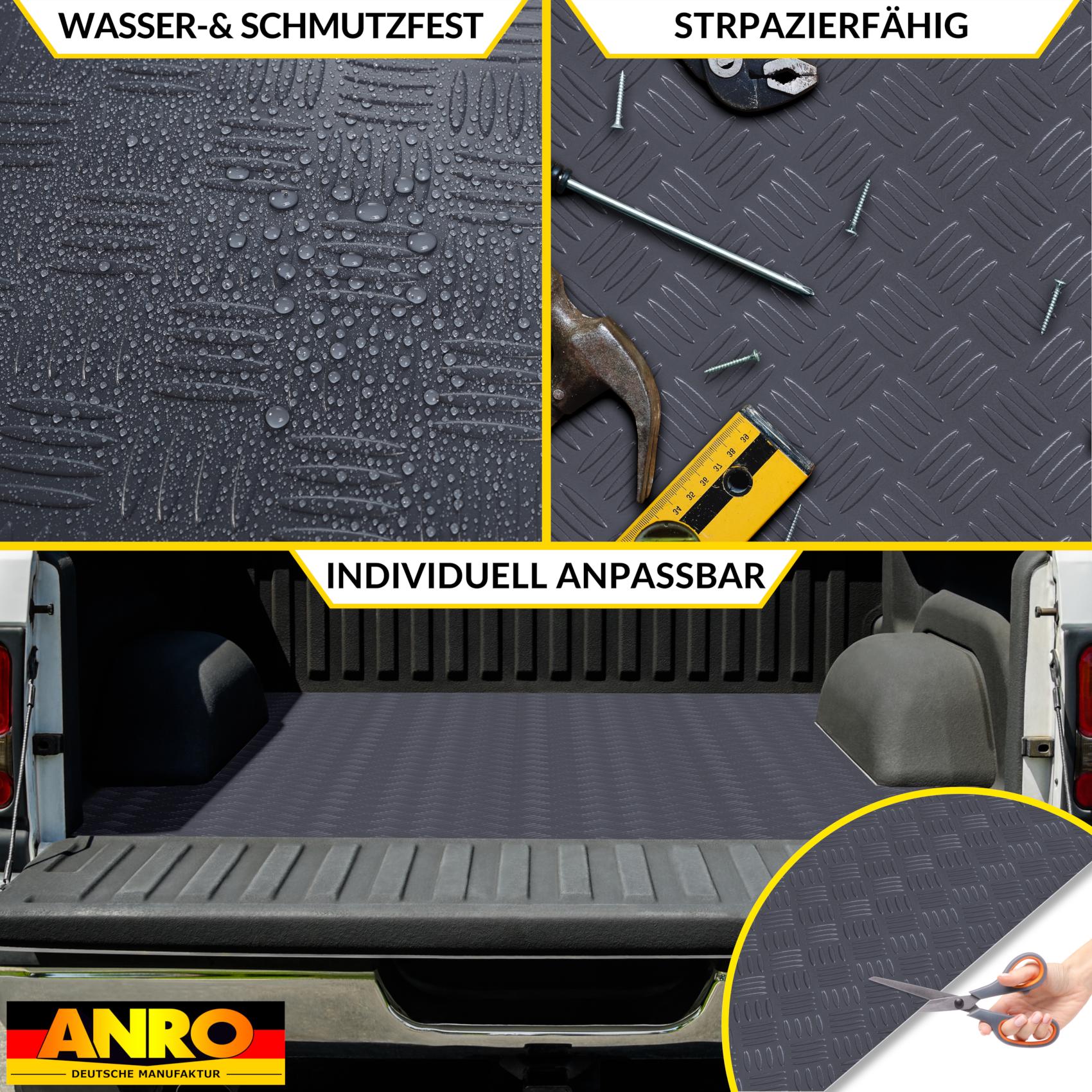 DIO-CHK-ANT_70 PVC Bodenbelag Meterware Antirutschmatte Vinylboden Rollenware Stärke 1,5mm Riffelblech Anthrazit Breite 100cm