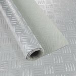 PVC Bodenbelag Meterware Antirutschmatte Vinylboden Rollenware Stärke 1,5mm Riffelblech Silber Breite 100cm