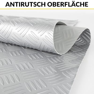 PVC Bodenbelag Meterware Antirutschmatte Vinylboden Rollenware Stärke 1,5mm Riffelblech Silber Breite 100cm